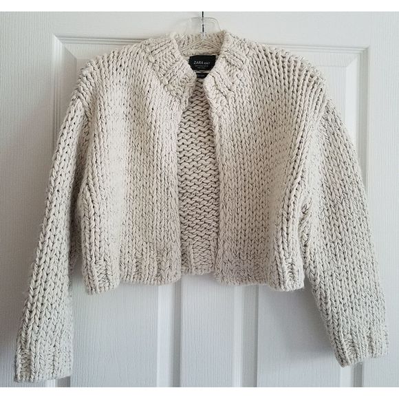 Zara Sweaters - ZARA KNIT Chunky Cropped Oatmeal Cardigan Medium